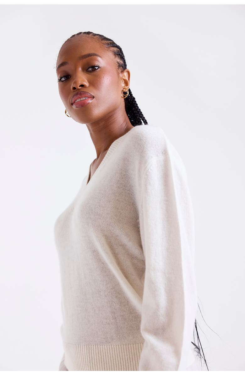 1982 Vee V-Neck 100% Cashmere Sweater, Alternate, color, Natural White