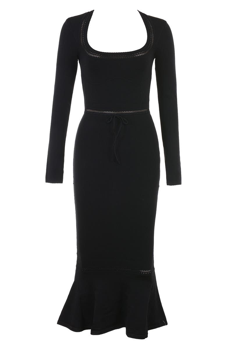 HOUSE OF CB Sasha Long Sleeve Midi Dress, Alternate, color, Black