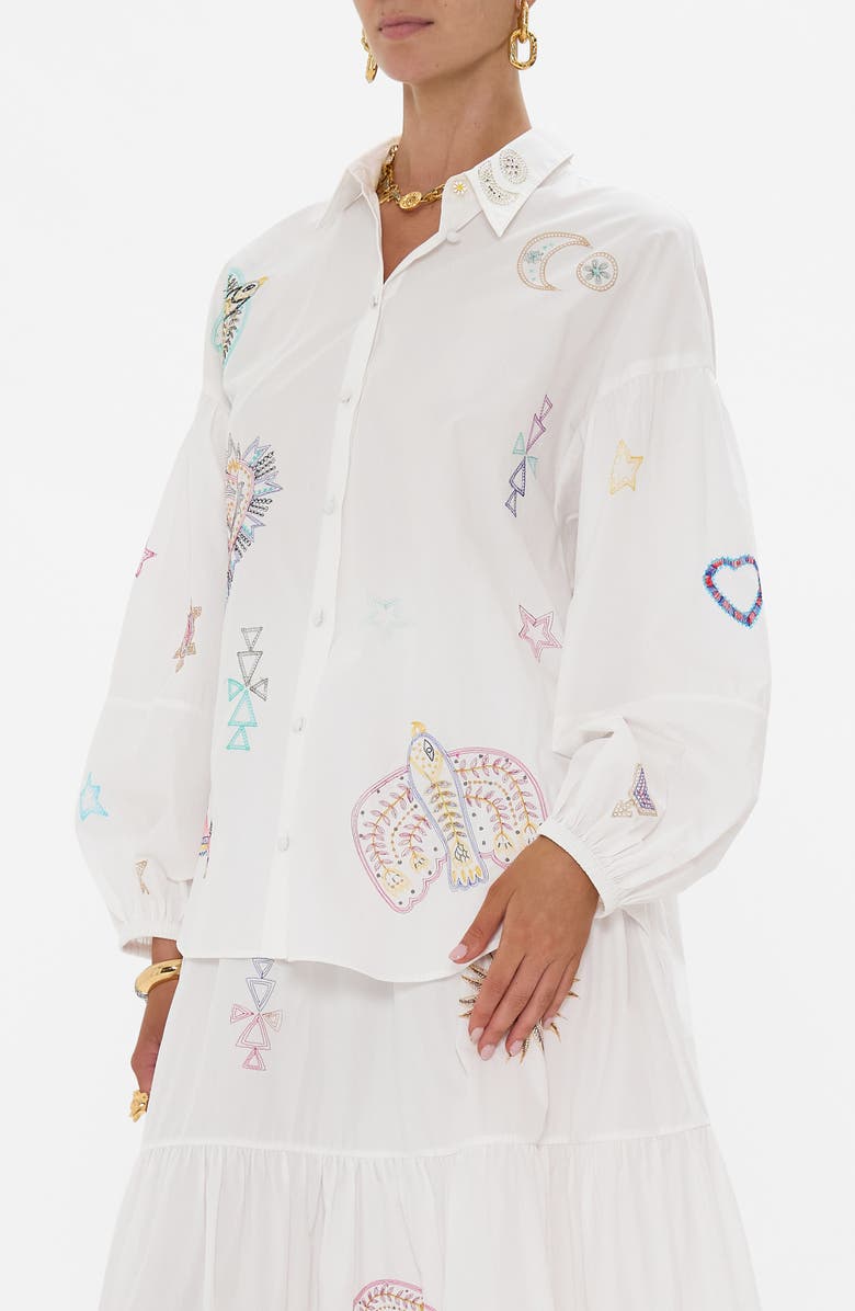 Camilla Embroidered Balloon Sleeve Shirt, Alternate, color, 