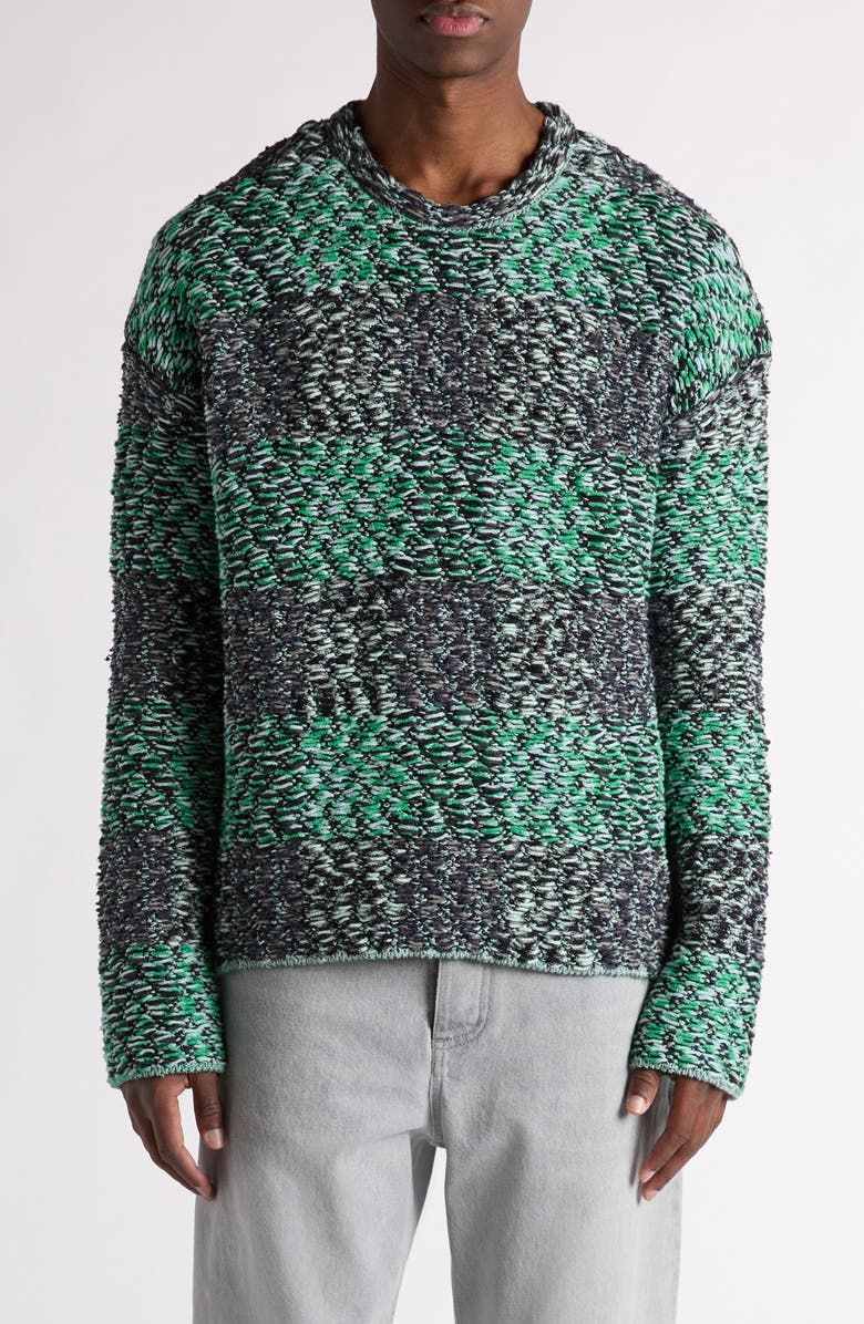 Bottega Veneta Check Crewneck Wool Sweater, Main, color, 1744 Mint/ Grey/ Navy