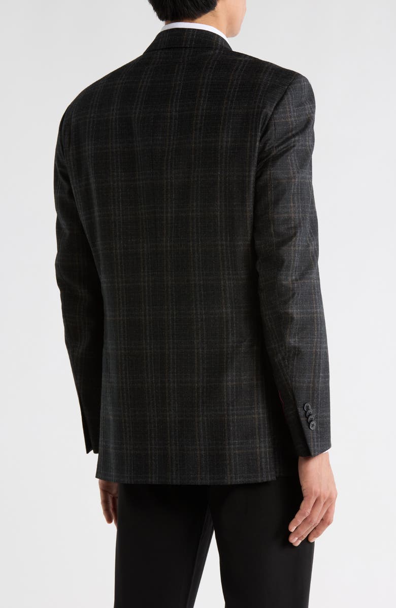 Peter Millar Plaid Wool Sport Coat, Alternate, color, Charcoal