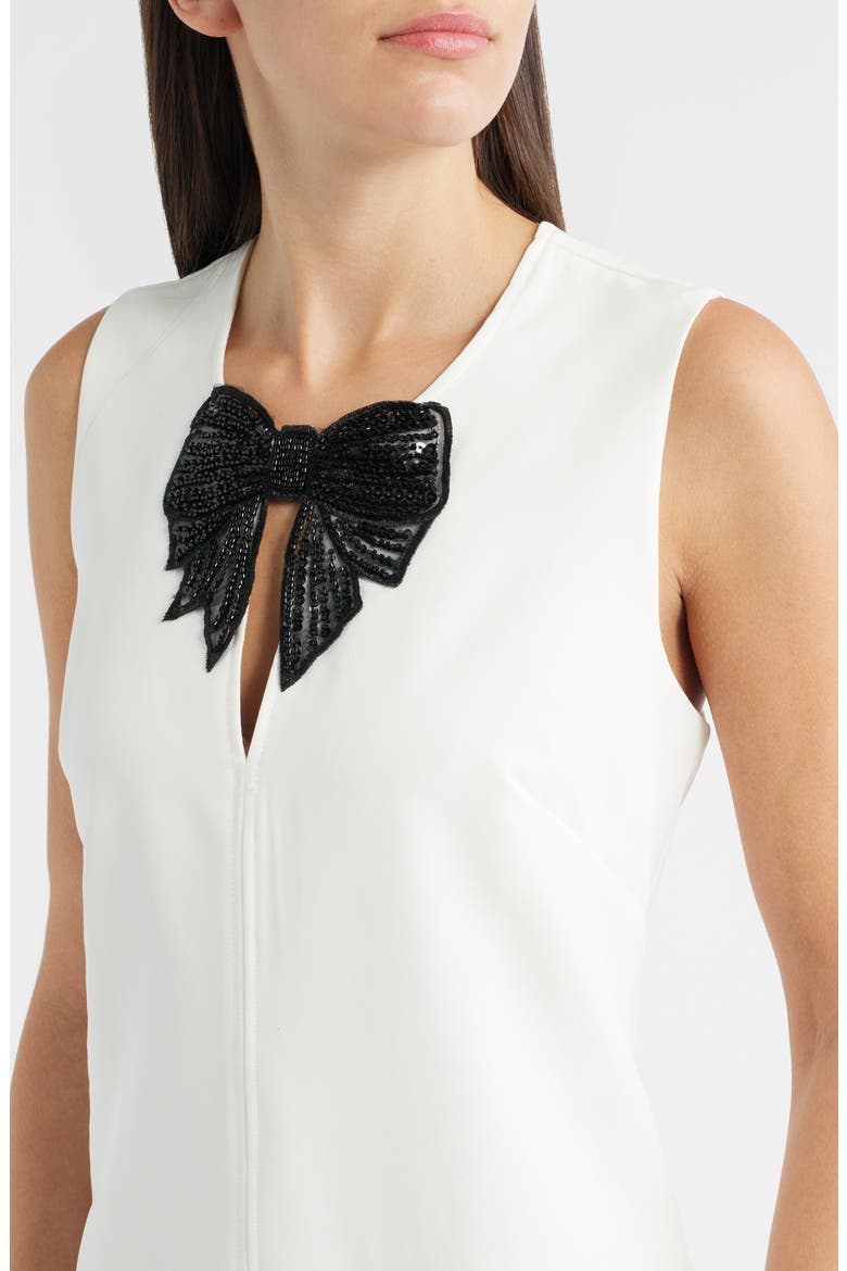 Cady Bow Sleeveless Minidress, Alternate, color, WHITE