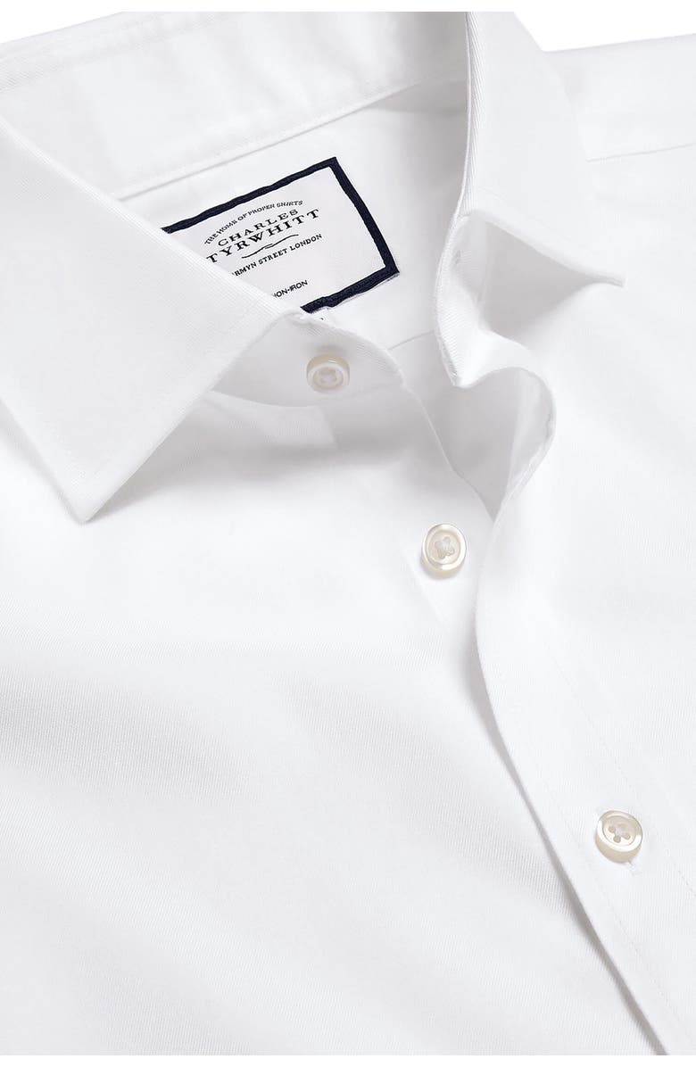 Charles Tyrwhitt Non-Iron Twill Extreme Cutaway Slim Fit Double Cuff, Alternate, color, White