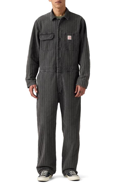 Stay Loose Pinstripe Cotton Denim Coveralls
