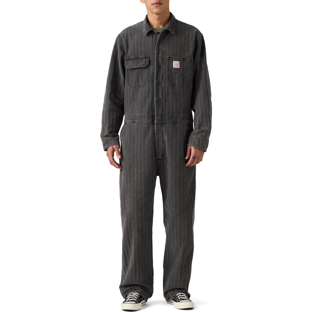 Levi's Stay Loose Pinstripe Cotton Denim Coveralls In Gray