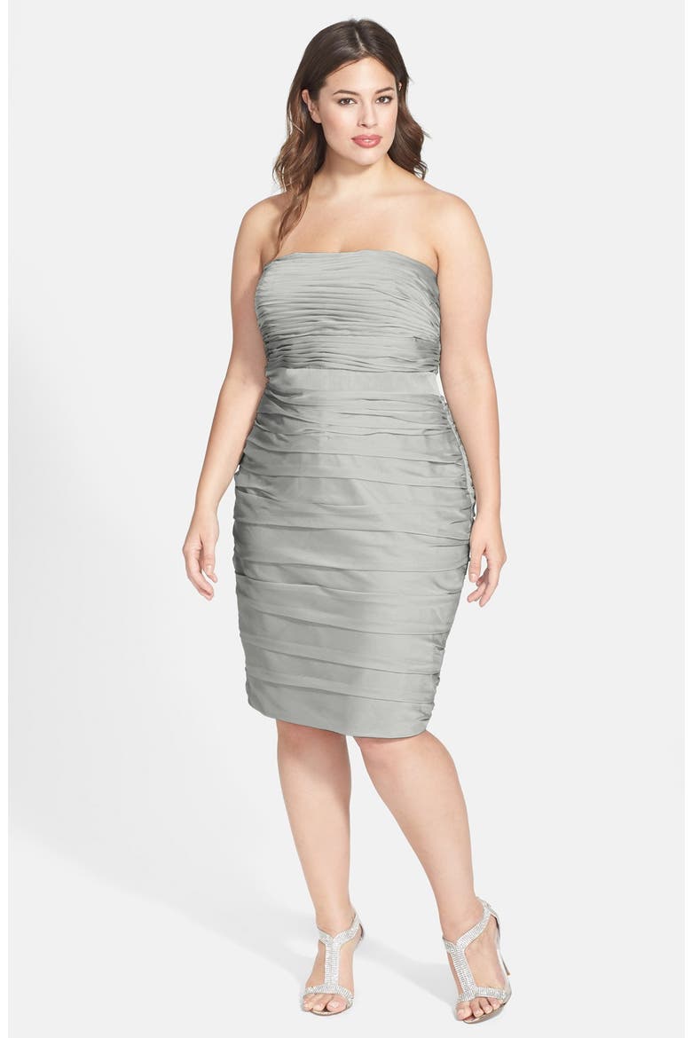 Ruched Strapless Cationic Chiffon Dress (Nordstrom Exclusive), Main, color, GUNMETAL