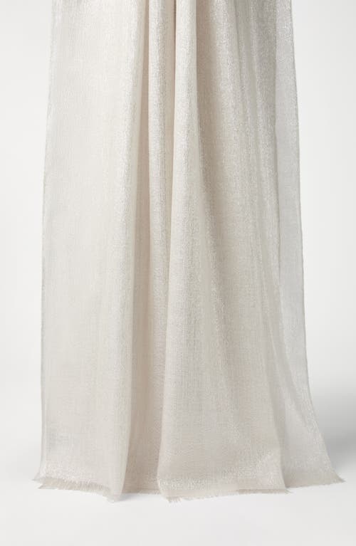 Brunello Cucinelli Fringed Cashmere-silk Blend Scarf In Pearl Grey