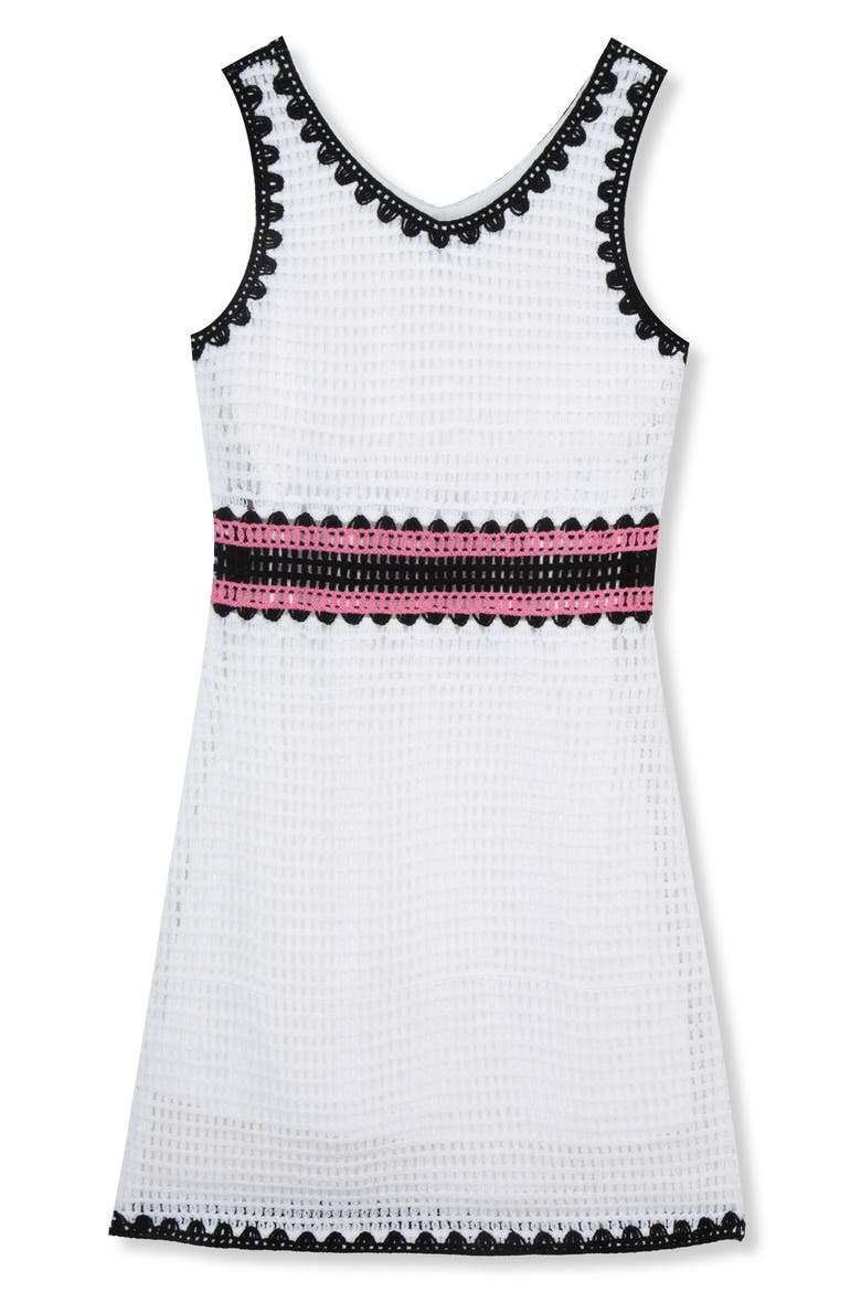 Kids' Colorblock Crochet Dress, Main, color, WHITE
