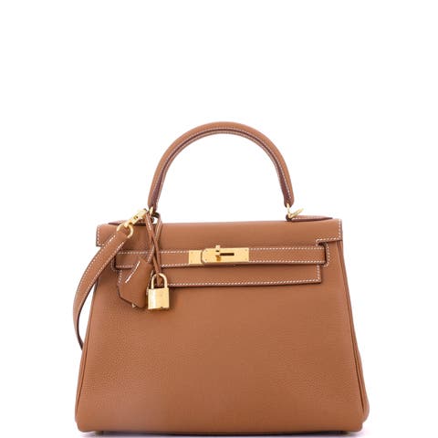 Kelly Handbag Brown Togo with Gold Hardware 28
