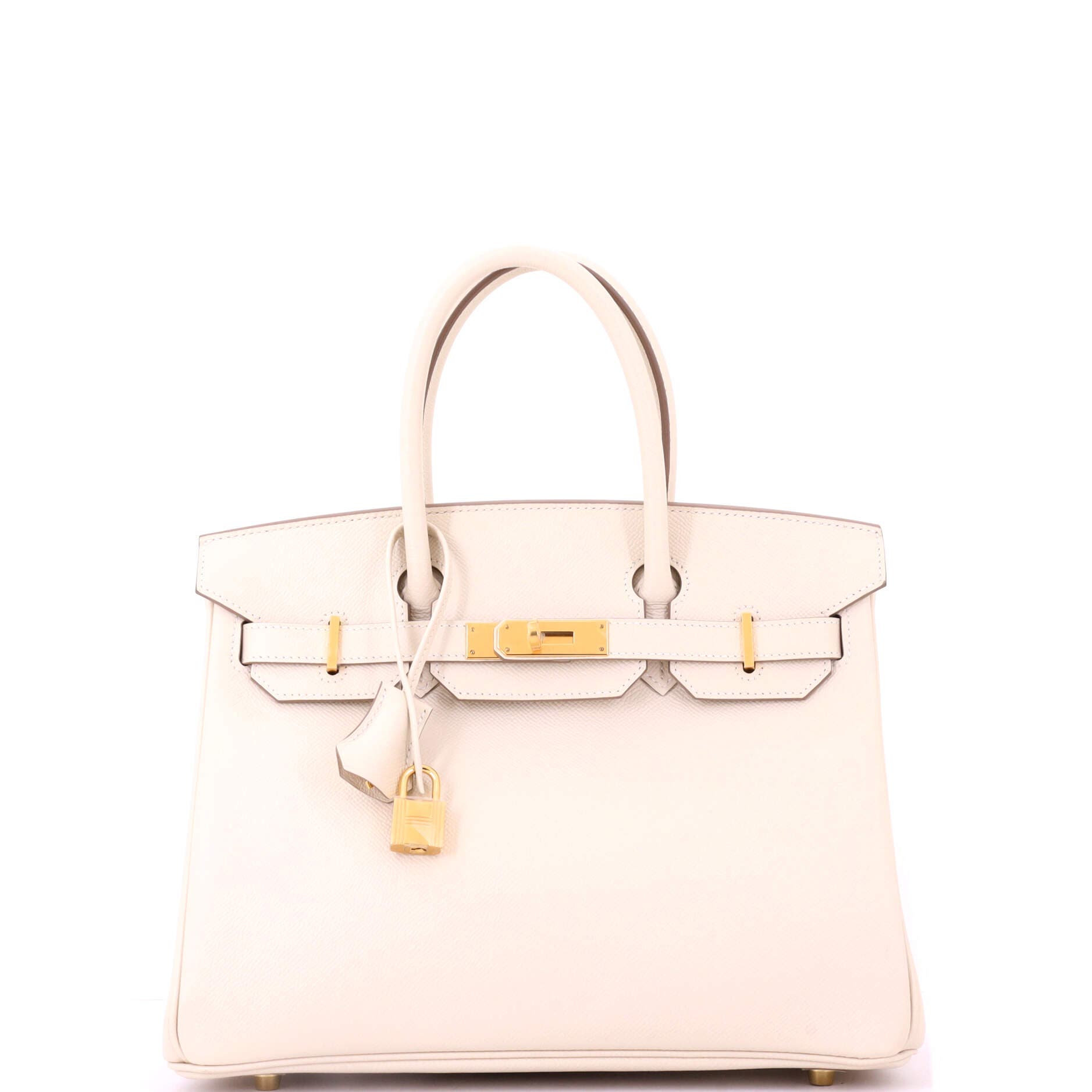 Pre-Owned Hermes Birkin Handbag Light Epsom with Gold Hardware 30, Main, color, Craie