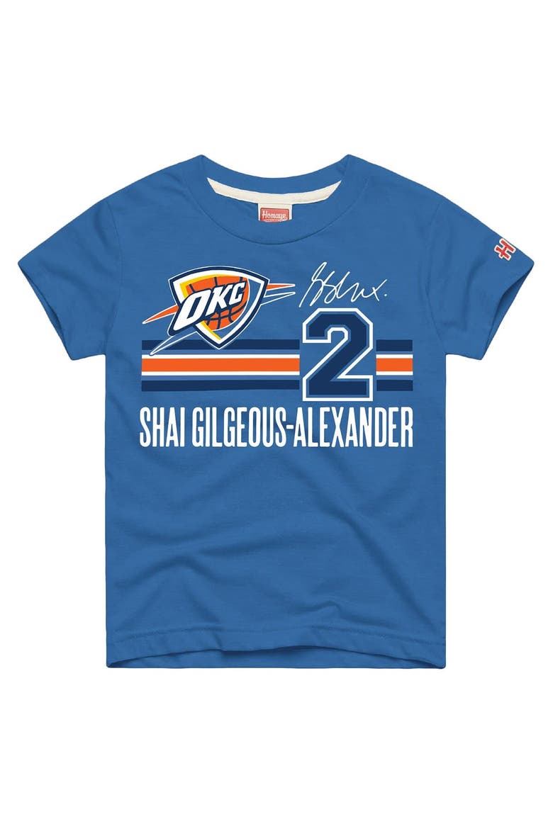Youth Homage Shai Gilgeous-Alexander Blue Oklahoma City Thunder Remix Signature Name & Number Tri-Blend T-Shirt, Main, color, Blue