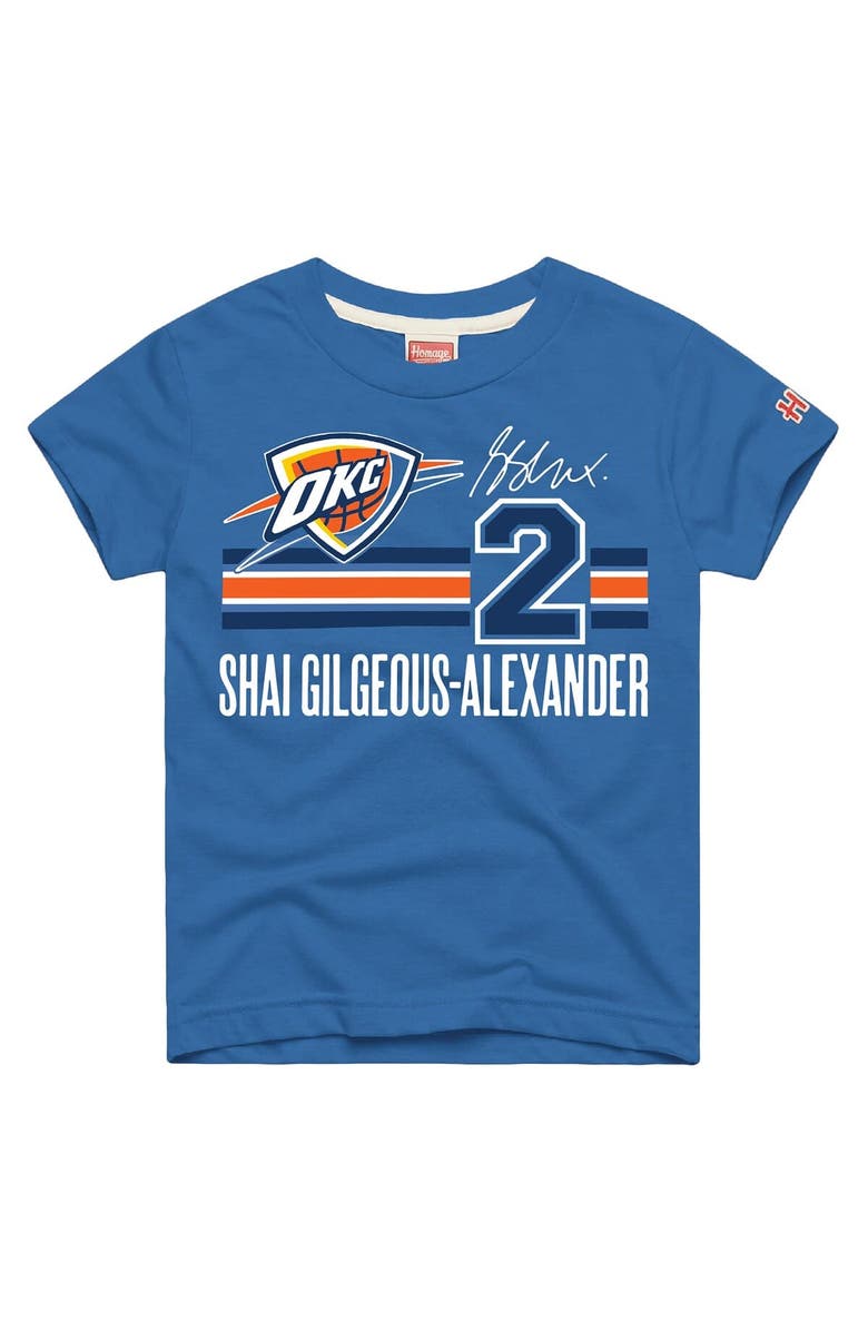 Homage Youth Homage Shai Gilgeous-Alexander Blue Oklahoma City Thunder Remix Signature Name & Number Tri-Blend T-Shirt, Main, color, Blue