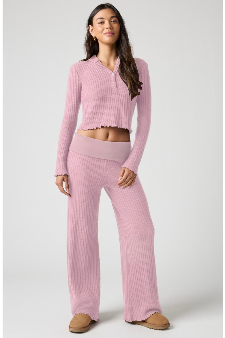 Baby Cable Knit Cropped Hoodie, Alternate, color, BONBON