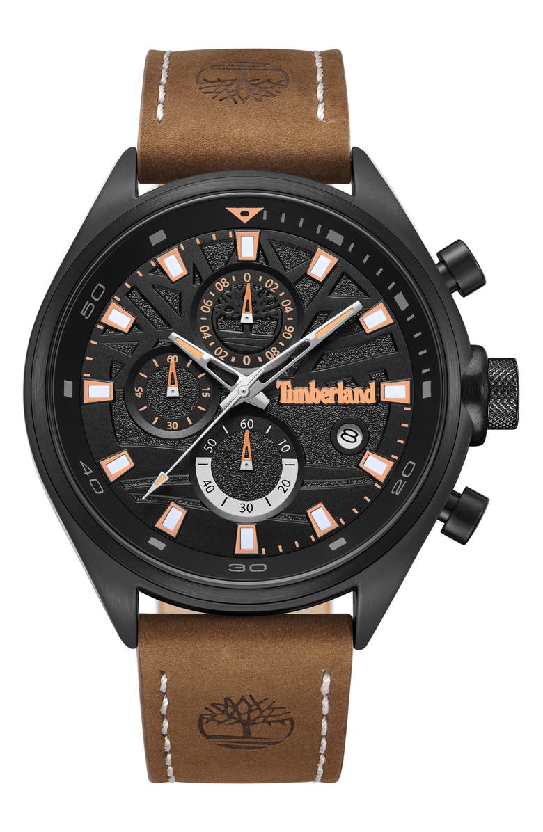 Timberland Men's Leather Strap Watch, 46mm, Main, color, 