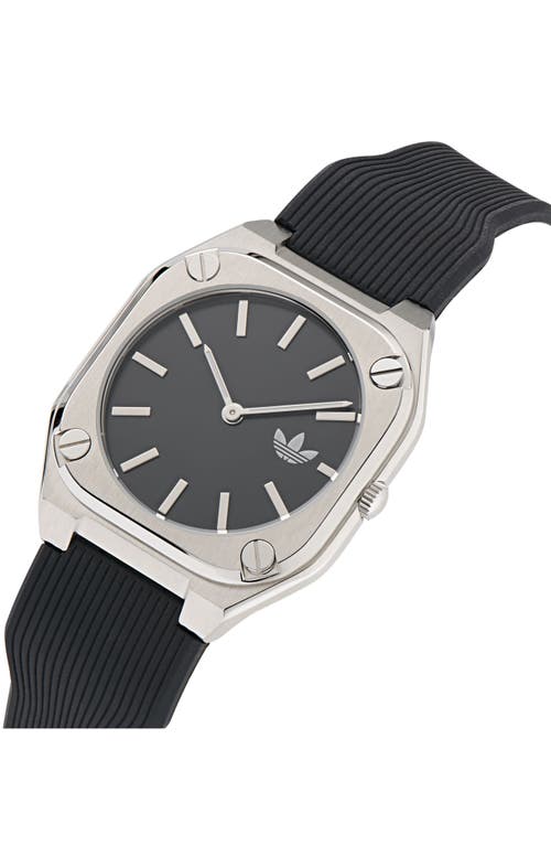 Adidas Originals Adidas City Tech Thin Silicone Strap Watch, 39mm In Black