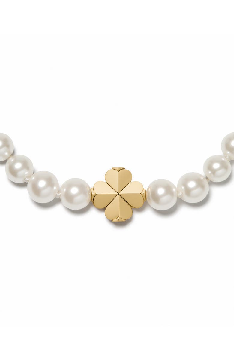 Kate Spade New York spade flower faux pearl bracelet, Alternate, color, White Gold.