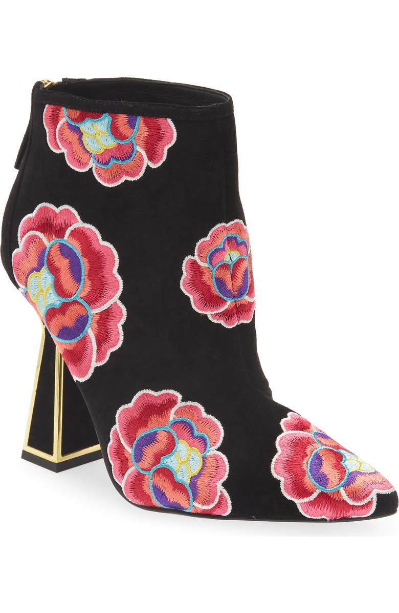 KAT MACONIE Lucie Floral Embroidered Pointed Toe Bootie, Main, color,