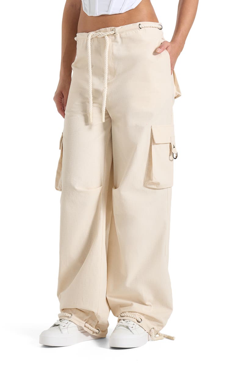Manière De Voir Rosa Ripstop Parachute Cargo Pants, Alternate, color, Cream
