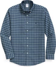 Brooks Brothers Plaid Wrinkle Resistant Stretch Cotton Button-Down Shirt