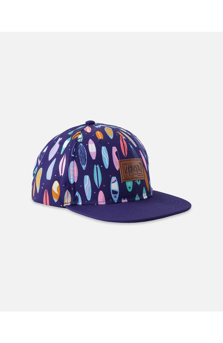 Deux par Deux Flat Brim Surfboard Print Cap, Main, color, Blue Printed Surfboards