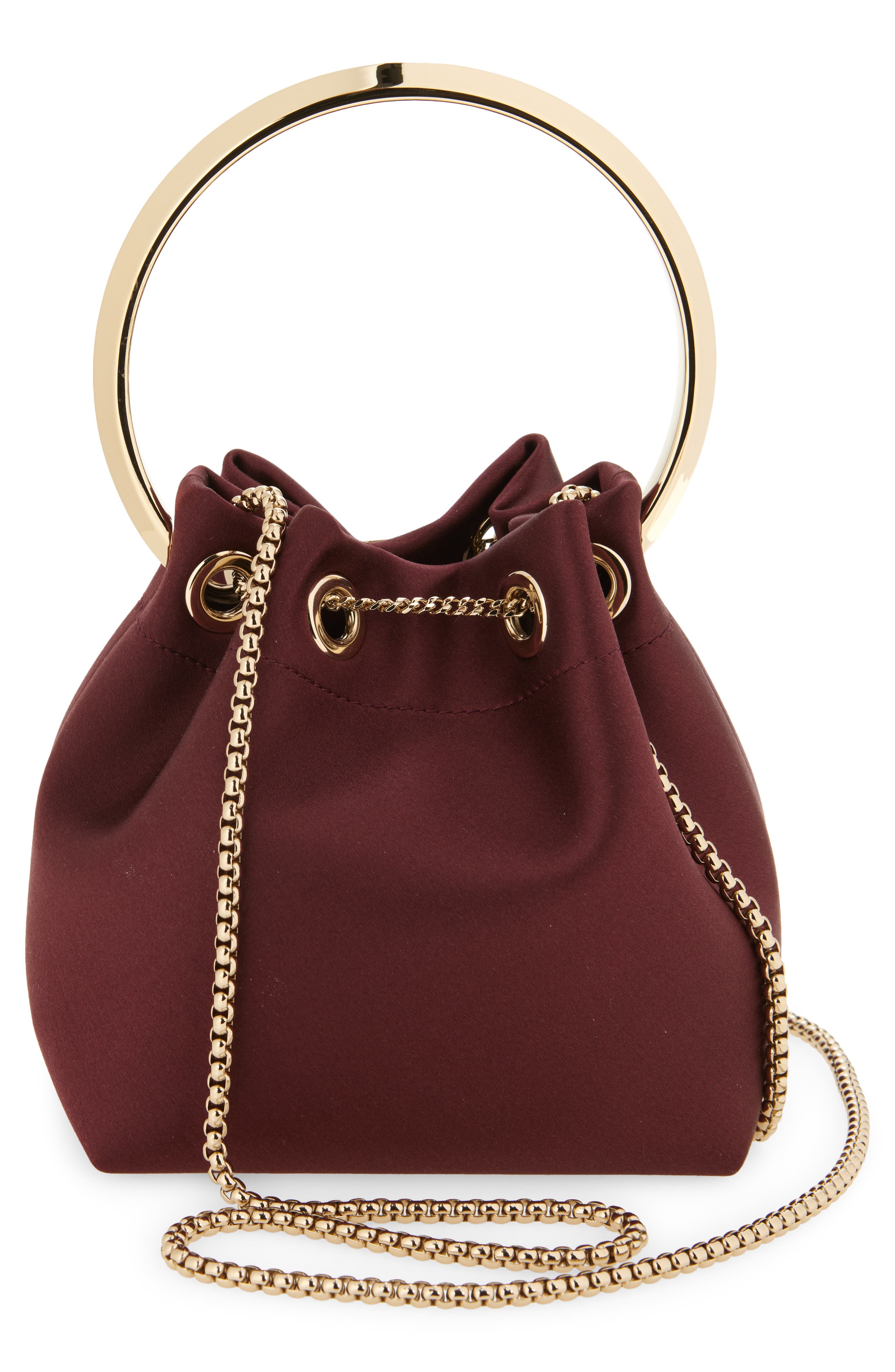 Bon Bon Satin Top Handle, Alternate, color, DEEP MERLOT/ LIGHT GOLD