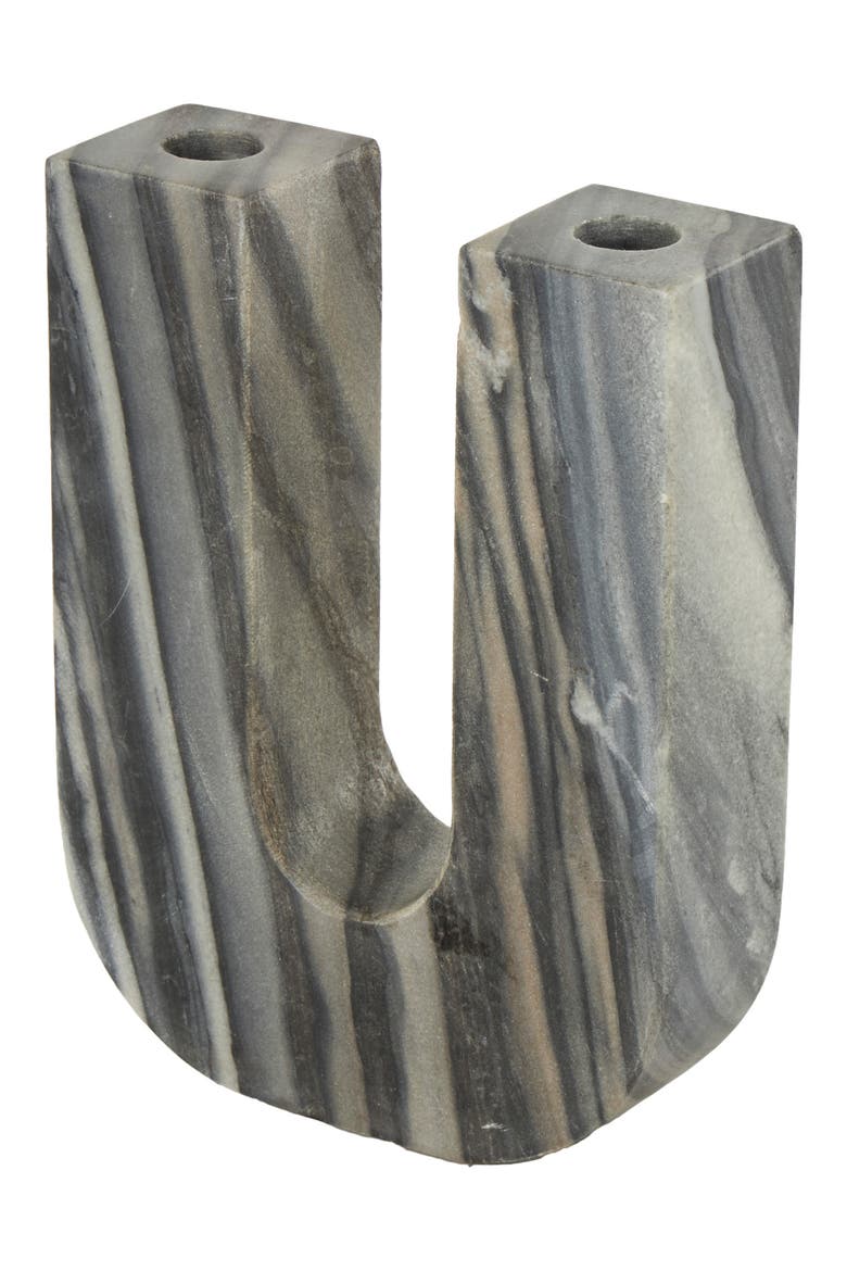 Two Taper Marble Candleholder, Alternate, color, GREY MULTI