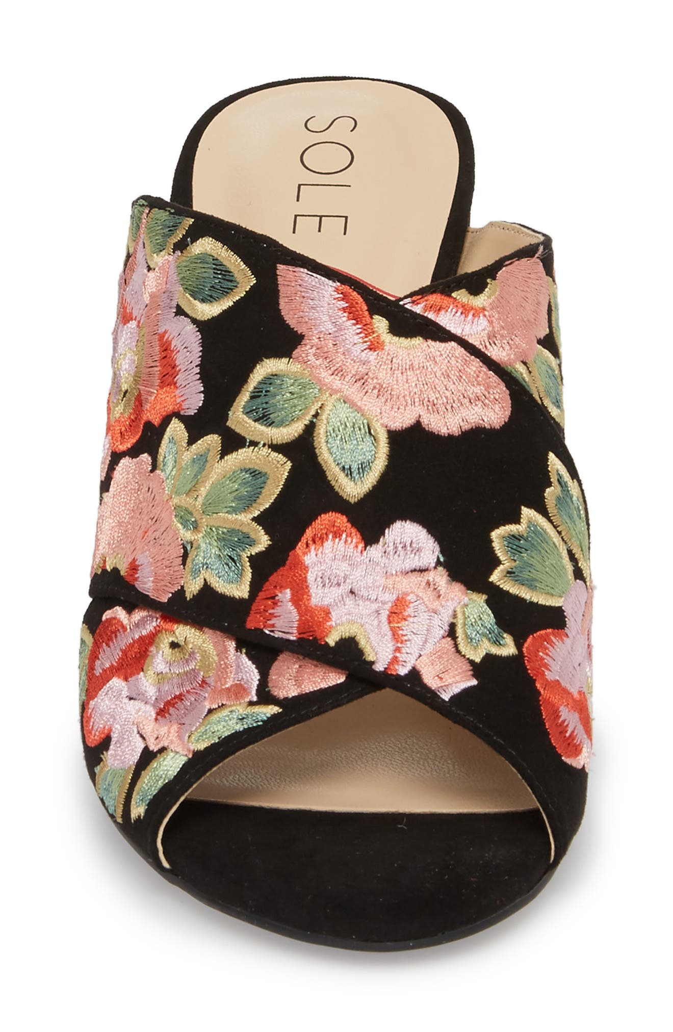 Sole Society Luella Flower Embroidered Slide, Alternate, color, 