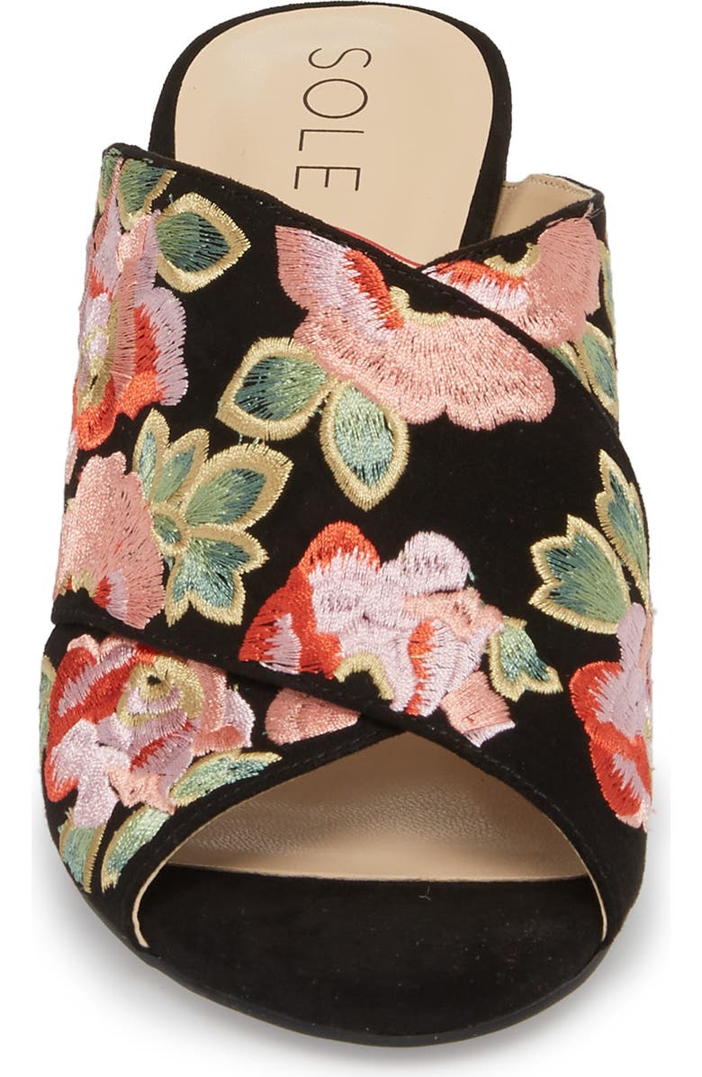 Sole Society Luella Flower Embroidered Slide, Alternate, color,