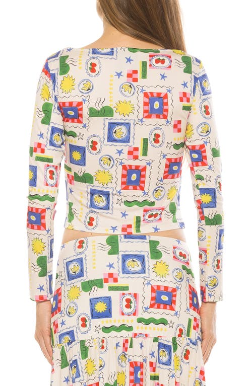 Alexia Admor Dahlia Boat Neck Top In Ivory Stamps