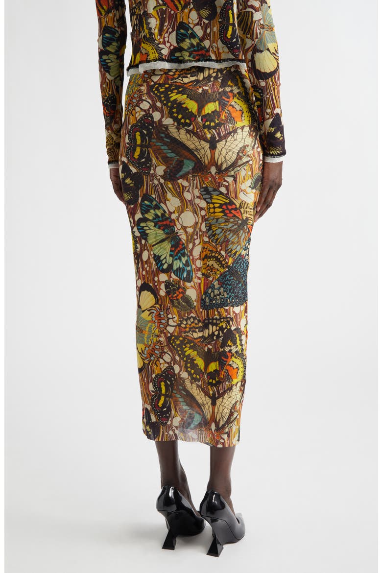 Re-Edition Butterfly Print Mesh Maxi Skirt, Alternate, color, YELLOW/ MULTICOLOR