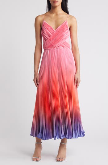 HUTCH HUTCH FIJI PLISSÉ FAUX WRAP FIT & FLARE DRESS 