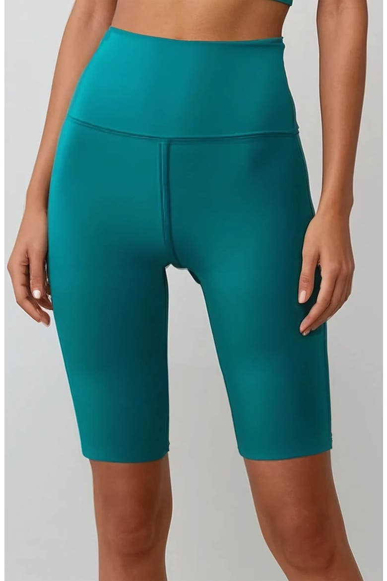 Tummy Control Long Bike Swim Shorts, Main, color, Dark Jade