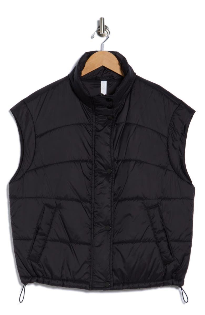 Z by Zella Channel Quilted Puffer Vest, Alternate, color, Black