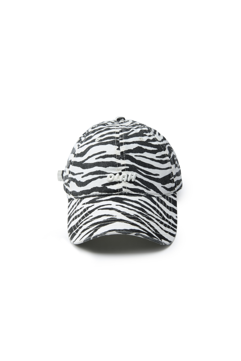 Zebra Print Baseball Cap, Main, color, Black and White