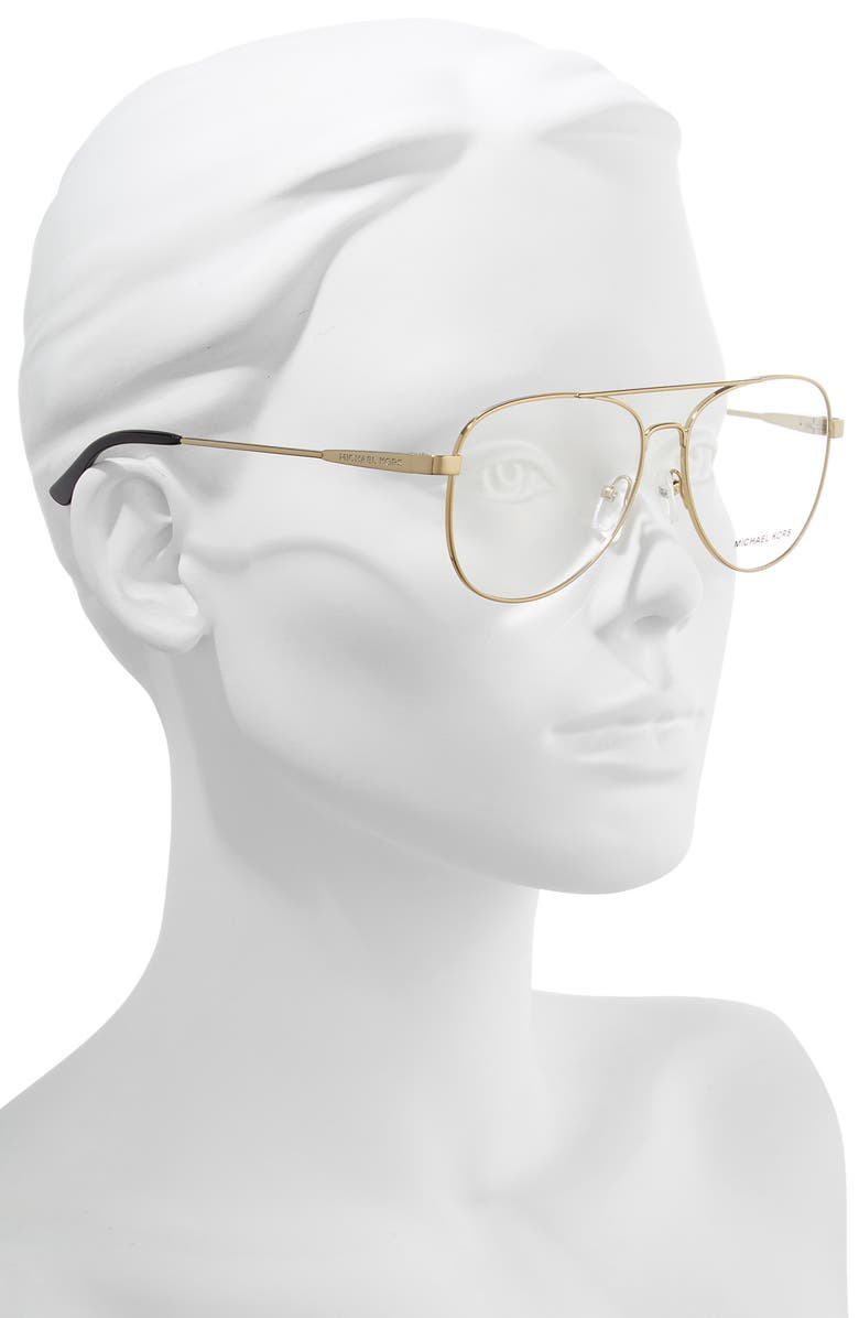 Michael Kors 56mm Aviator Optical Glasses, Alternate, color, Pale Gold