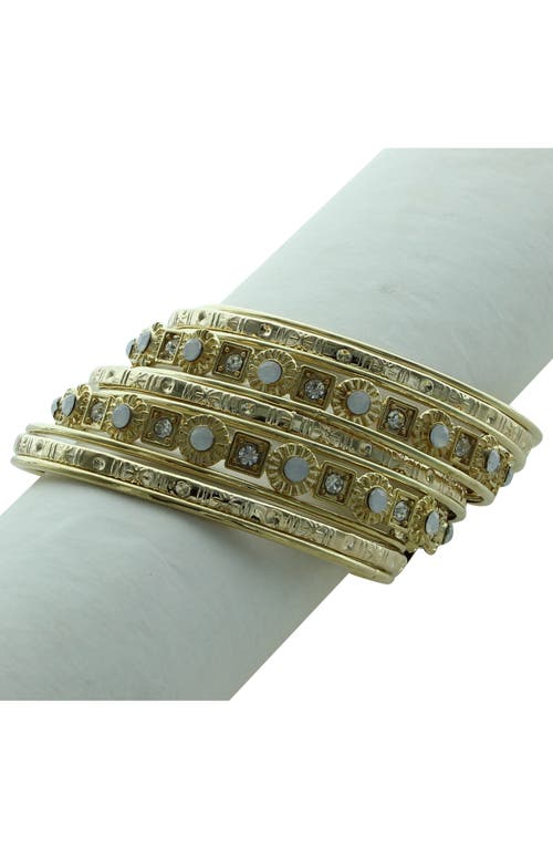 Olivia Welles Touch Of Jewels Bangle Bracelet Stack In Gold/white
