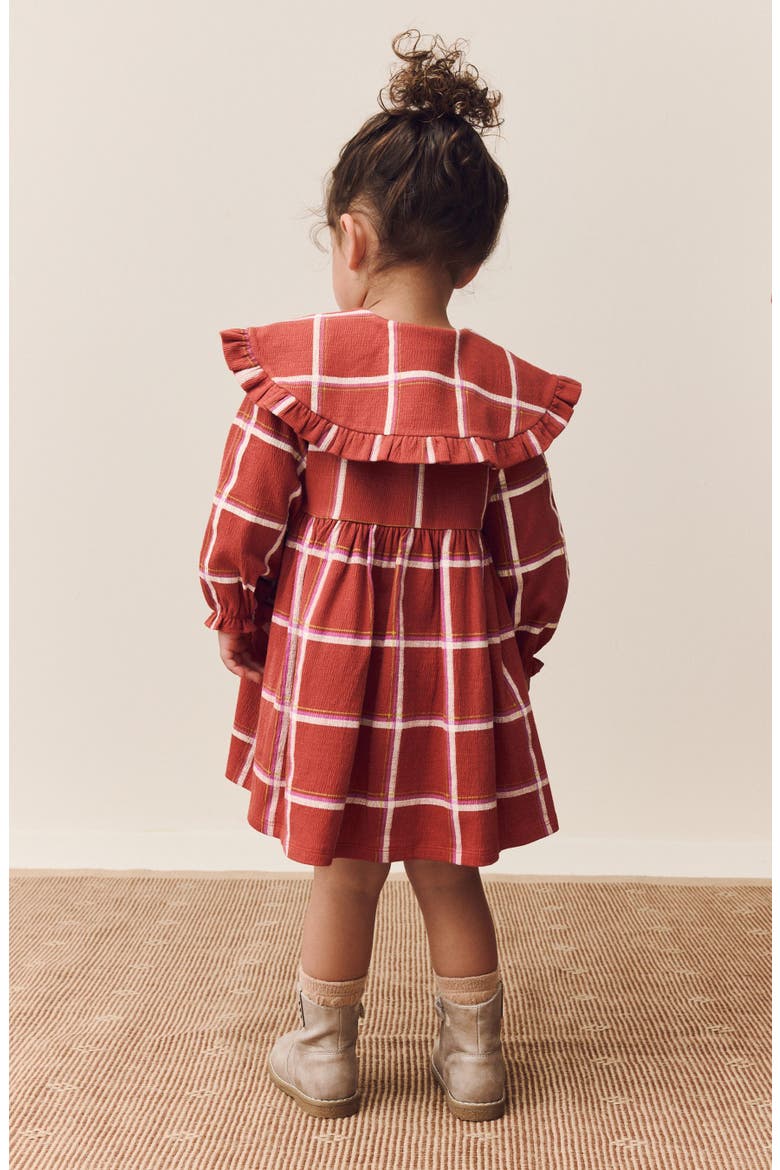 Kids' Check Collared Dress, Alternate, color, RED