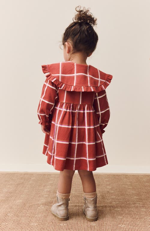 Next Kids' Check Collared Dress In Orange