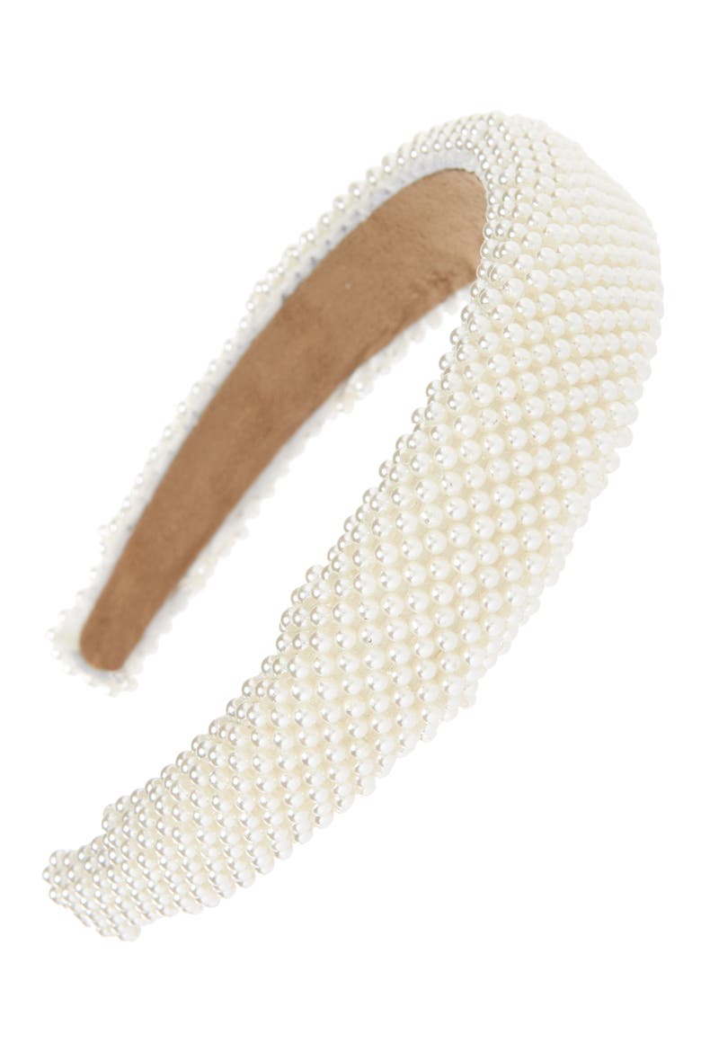 Imitation Pearl Headband, Main, color, IVORY PEARL