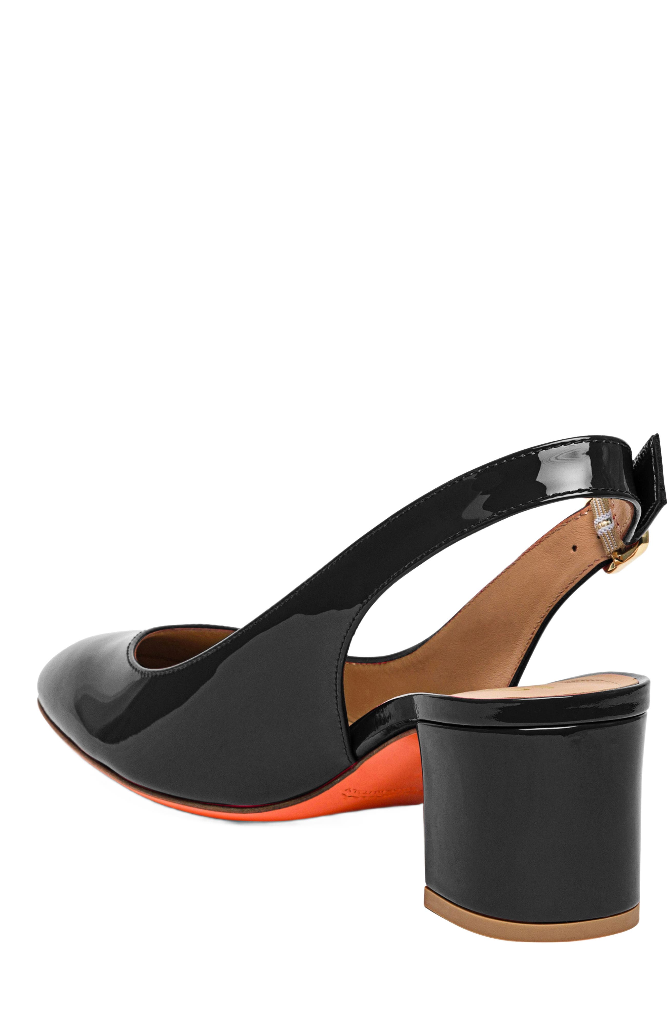 Santoni Women's patent leather mid-heel slingback, Alternate, color, 