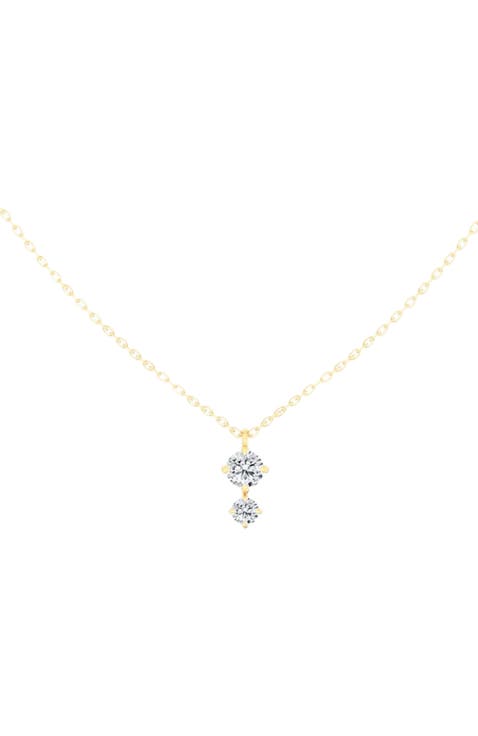 Starlight Two Stone Lab Diamond Pendant Necklace in 14K