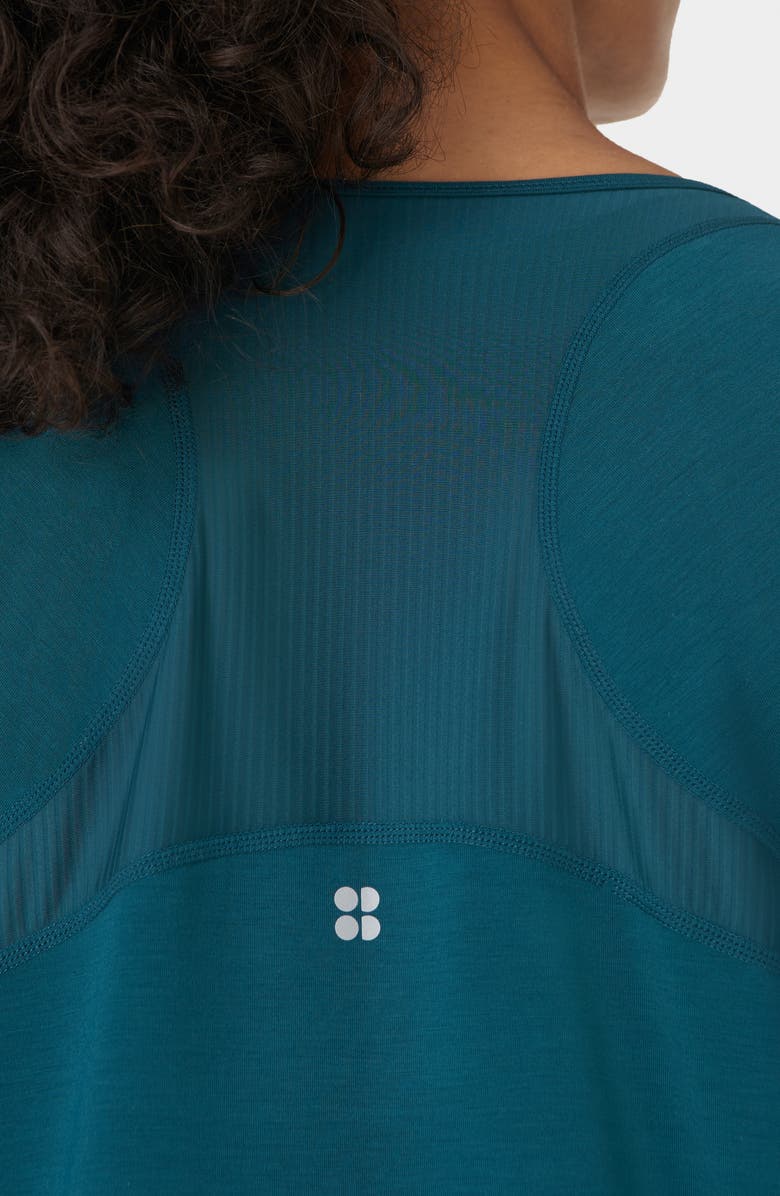 Sweaty Betty Breathe Easy Mesh Inset Long Sleeve T-Shirt, Alternate, color, Deep Green