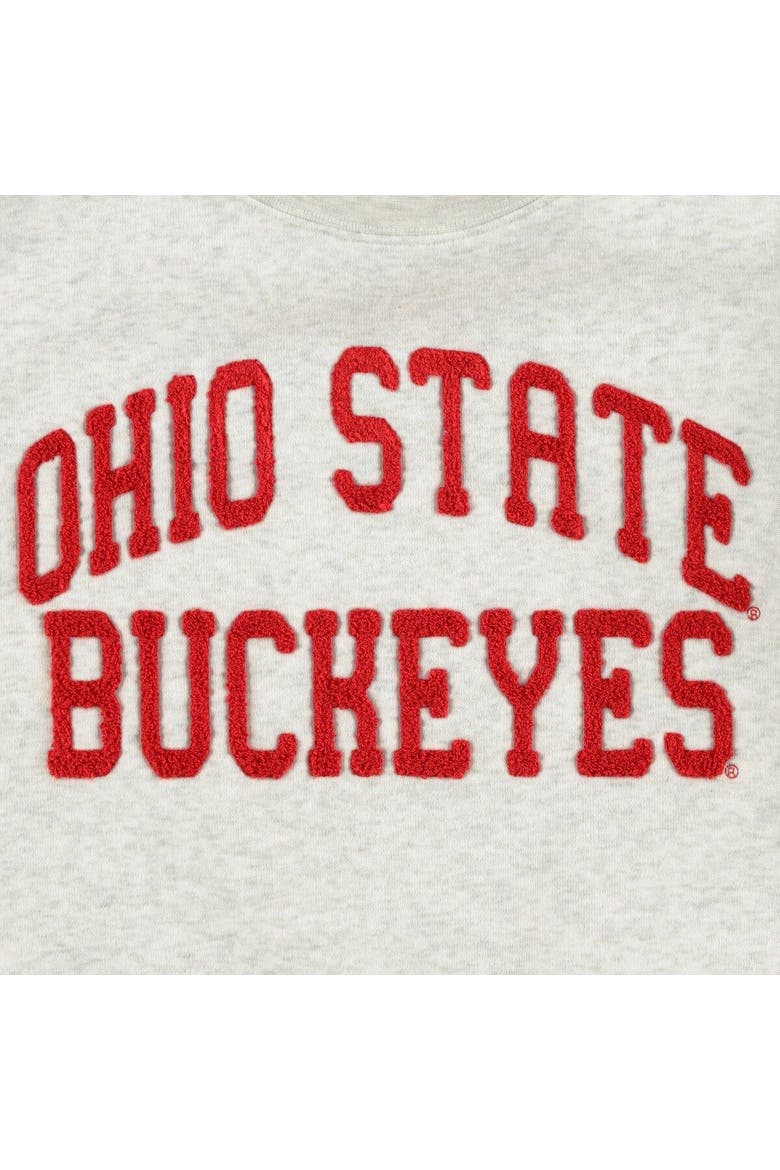 Women's ZooZatz Oatmeal Ohio State Buckeyes Core Chenille Cropped Pullover Sweatshirt, Alternate, color, Oatmeal