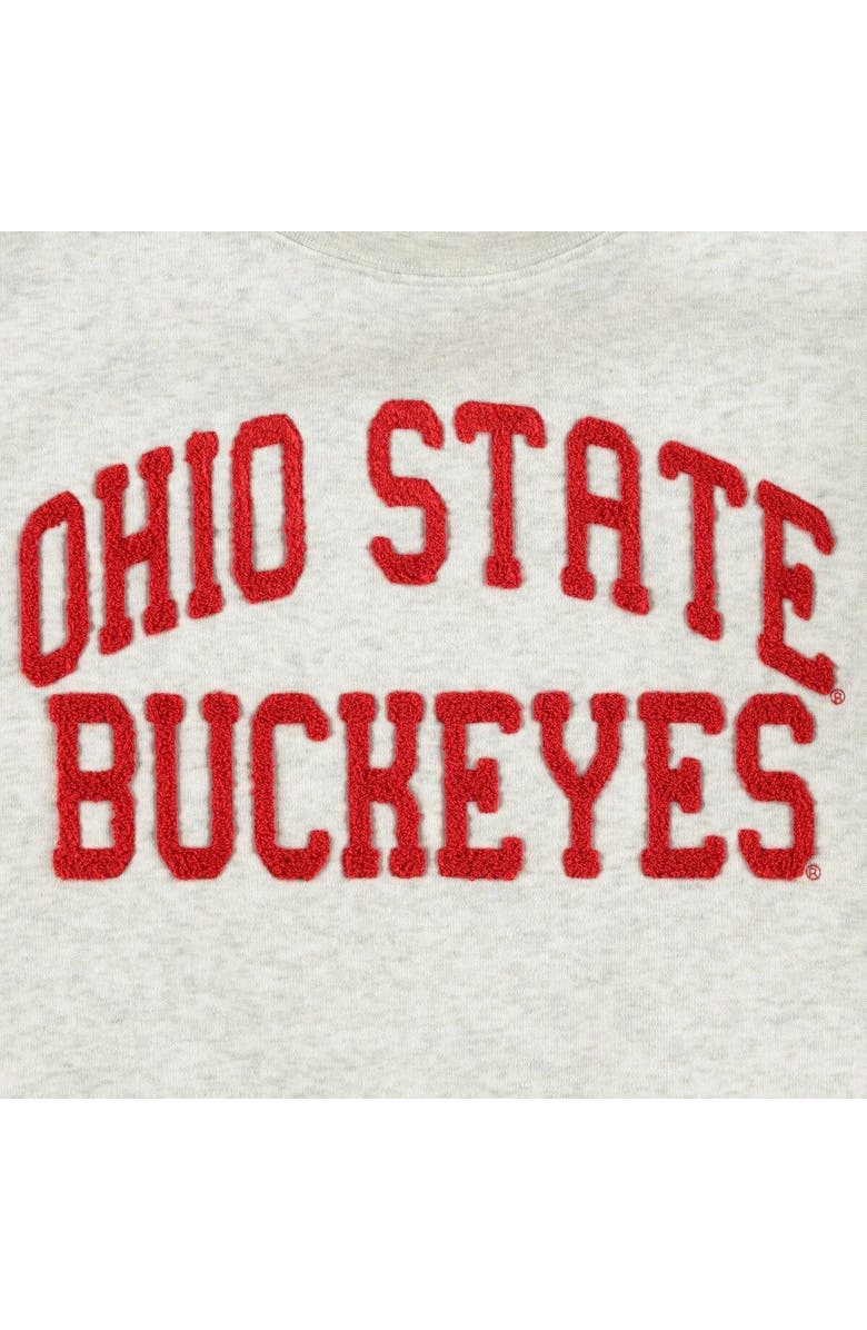 ZOOZATZ Women's ZooZatz Oatmeal Ohio State Buckeyes Core Chenille Cropped Pullover Sweatshirt, Alternate, color, 
