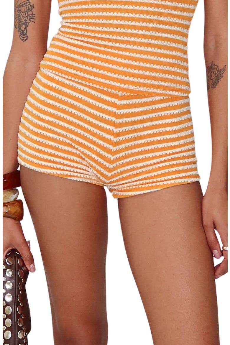 Edamame Knit Micro Shorts, Main, color, ORANGE STRIPE