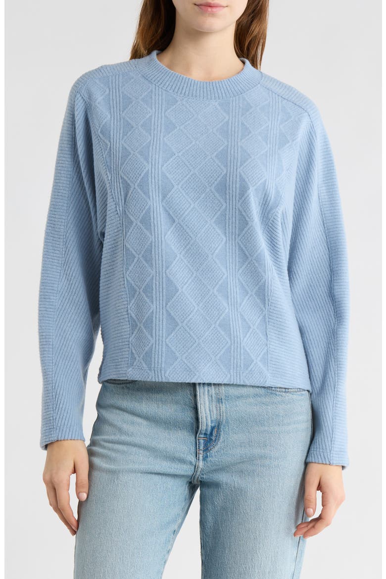Textured Knit Dolman Sleeve Top, Main, color, HEATHER HORIZON BLUE