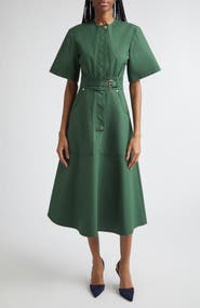Carolina Herrera Cotton Gabardine A-Line Midi Dress
