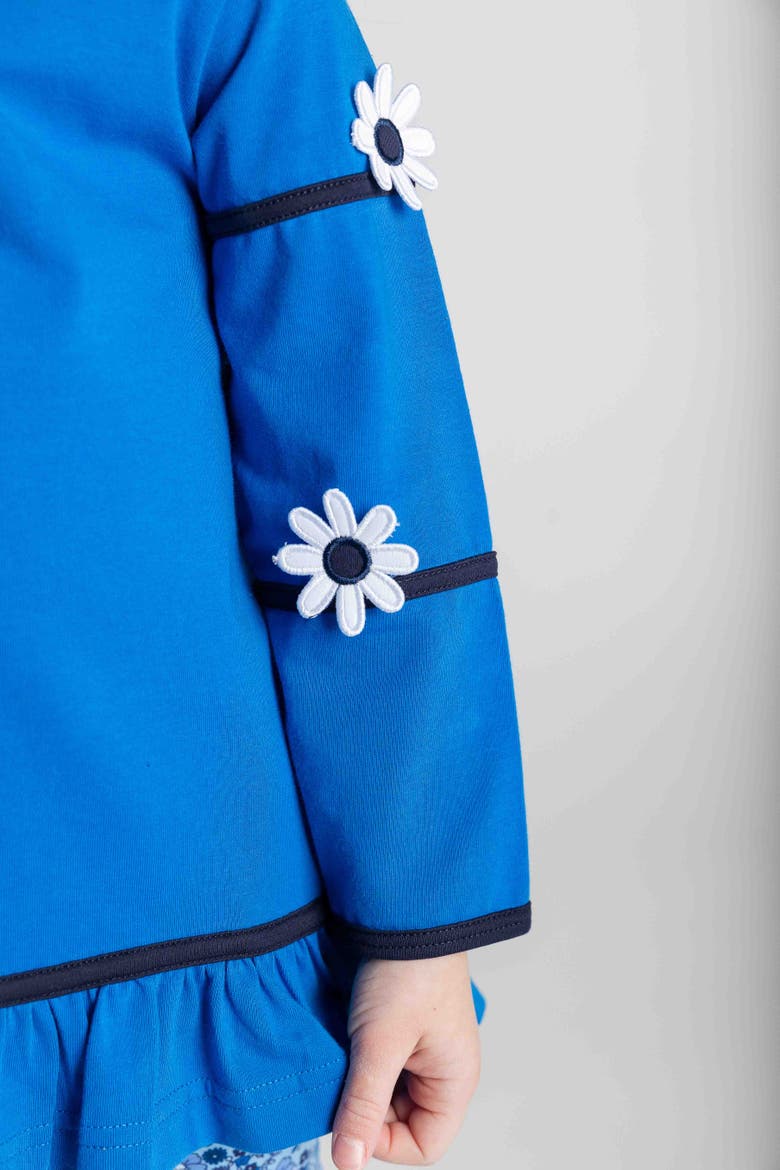 Knit Tunic With Flowers And Floral Leggings, Alternate, color, Blue