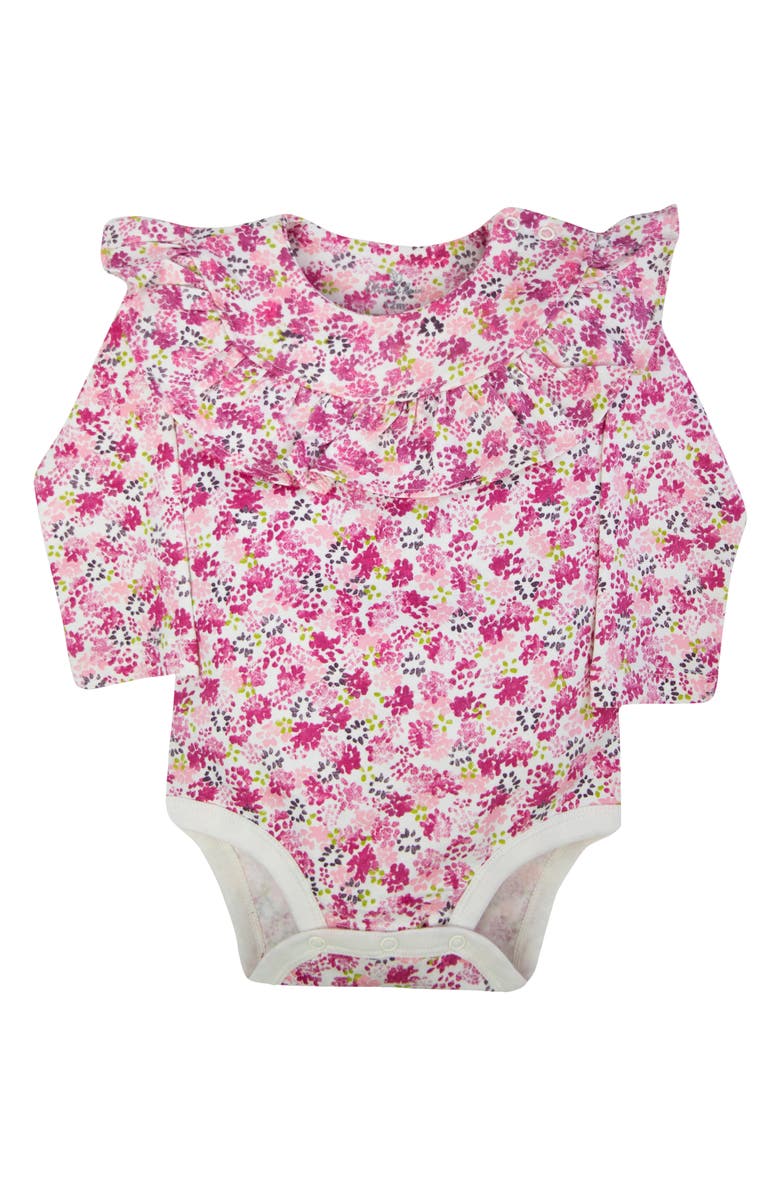 Oliver & Rain Floral Ruffle Organic Cotton Bodysuit & Pants Set, Alternate, color, 