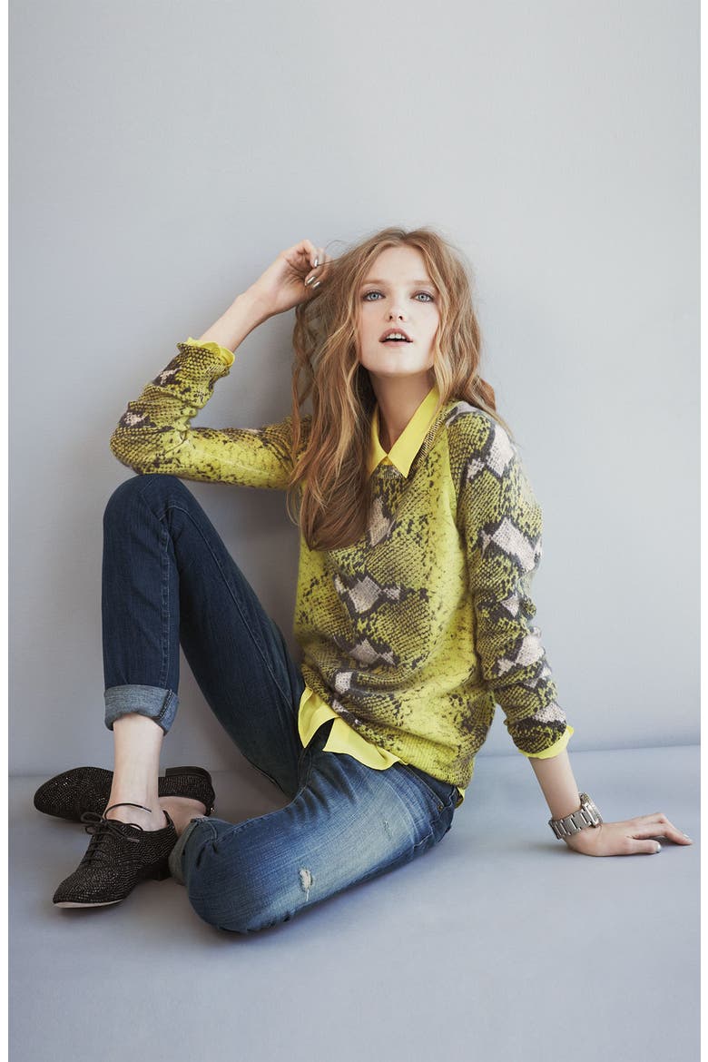 'Sloan' Crewneck Cashmere Sweater, Alternate, color, BLAZING YELLOW